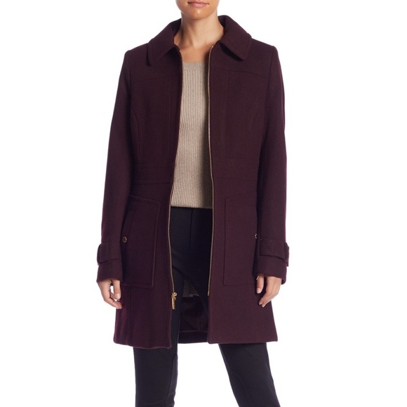 michael michael kors wool blend zip front coat